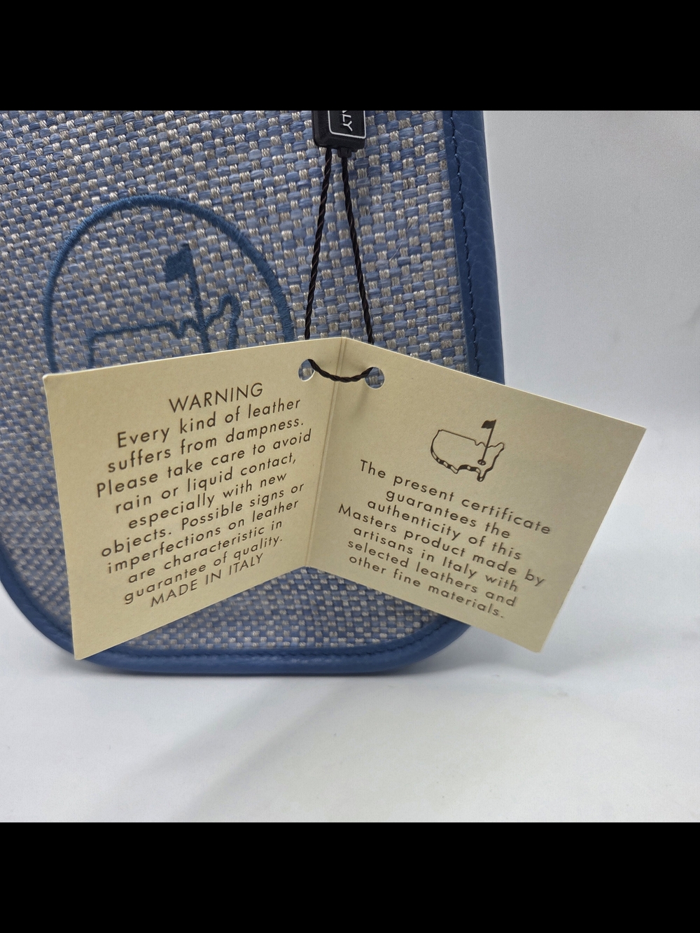 Masters 2026 Handmade Blue Leather Woven Straw Crossbody Purse Bag - Picture 4 of 6
